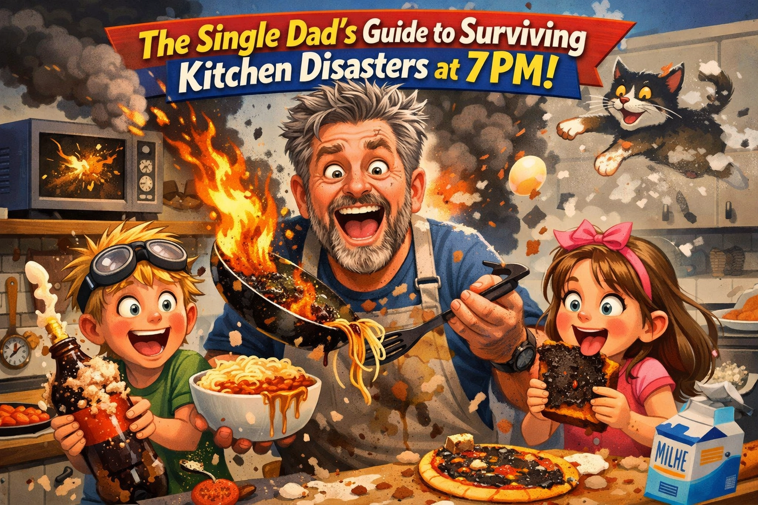 Image accompanying The Single Dad’s Guide to Surviving Kitchen Disasters at 7 PM