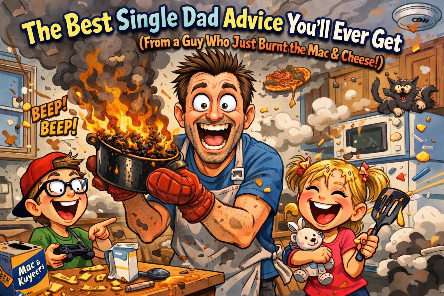 Image accompanying The Best Single Dad Advice You’ll Ever Get (From a Guy Who Just Burnt the Mac & Cheese)