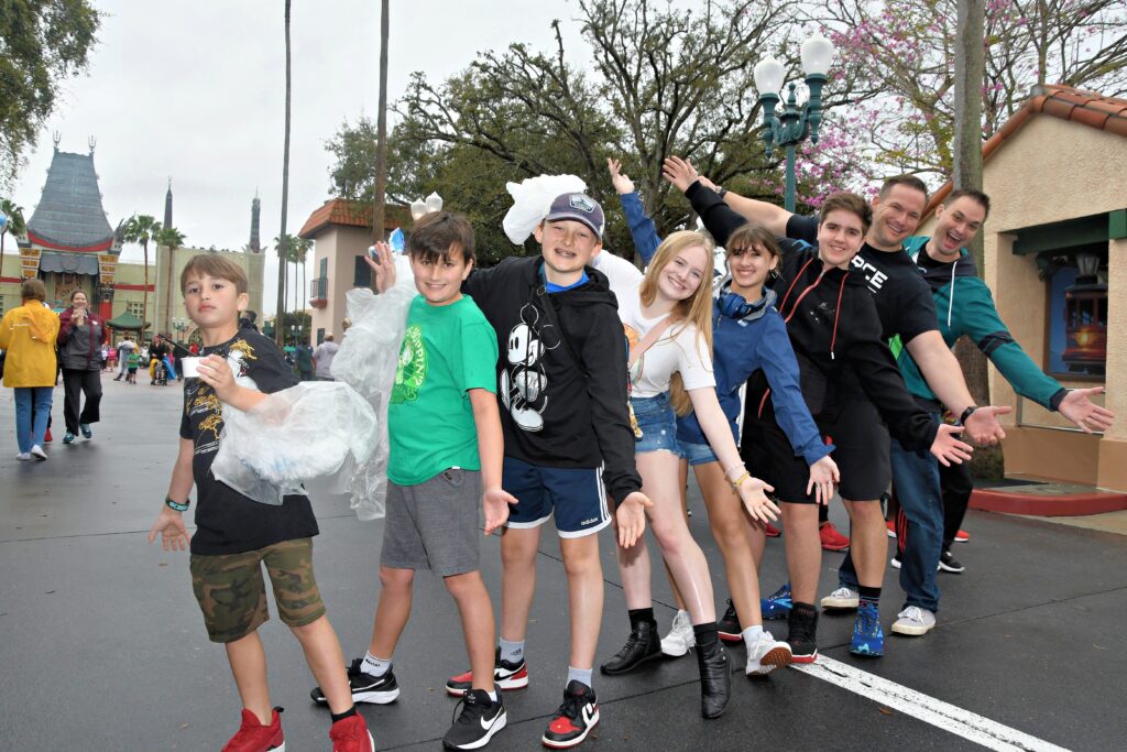 Robert W. Kuypers with the kids and friends posing at Hollywood Studios.